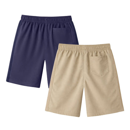 HILEELANG 5-15T Boys 2-Pack Quick Dry Athletic Sweat Shorts, Elastic Waist Active Shorts with Zipper Pockets for Kids Youth