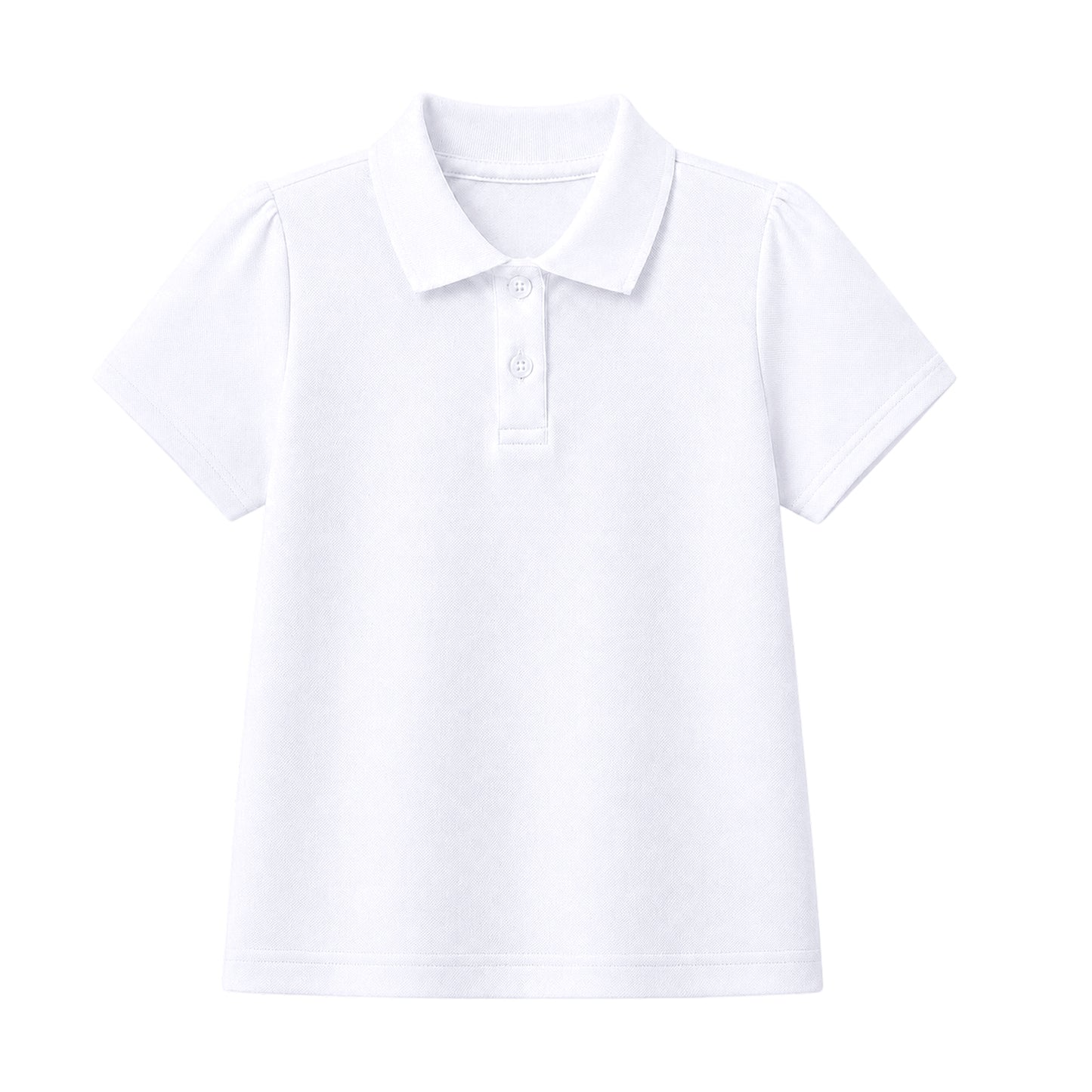HILEELANG 2-Pack Little/Big Girls' Short Sleeve Pique Polo Shirts, School Uniform Tops for Kids 4-13T, White & Heather Gray