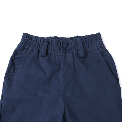 HILEELANG 2PC Little Boys Girls School Uniform Pants Khaki Navy Blue Kids Wrinkle-Free Dress Slacks Elastic Back Waist Classic Fit Pull-On Trousers for Students