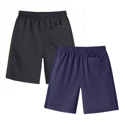HILEELANG 5-15T Boys 2-Pack Quick Dry Athletic Sweat Shorts, Elastic Waist Active Shorts with Zipper Pockets for Kids Youth