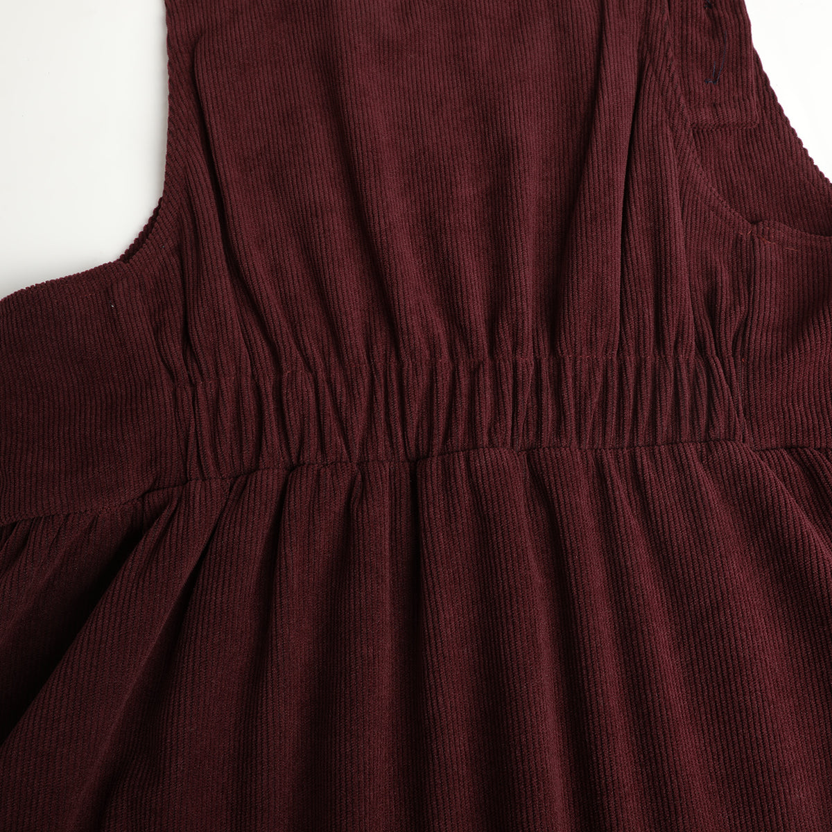 HILEELANG Toddler Burgundy Corduroy Overall Dress, Single Piece