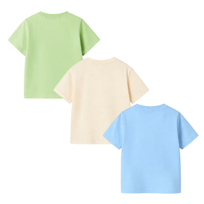 HILEELANG 2-7T Toddler Little Boys Sky Blue Fresh Green Soft Yellow 100% Cotton T-Shirt 3-Pack