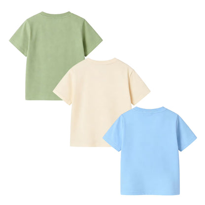 HILEELANG 2-7T Toddler/Little Boys Sage/Ivory/Blue Camp Adventure Explorer 100% Cotton T-Shirt 3-Pack