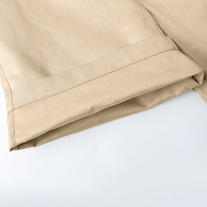 HILEELANG 5-15 Years Little Big Boys School Uniform Shorts, Elastic Waist Flat Front Khaki Chino Shorts with Pockets for Kids Khaki