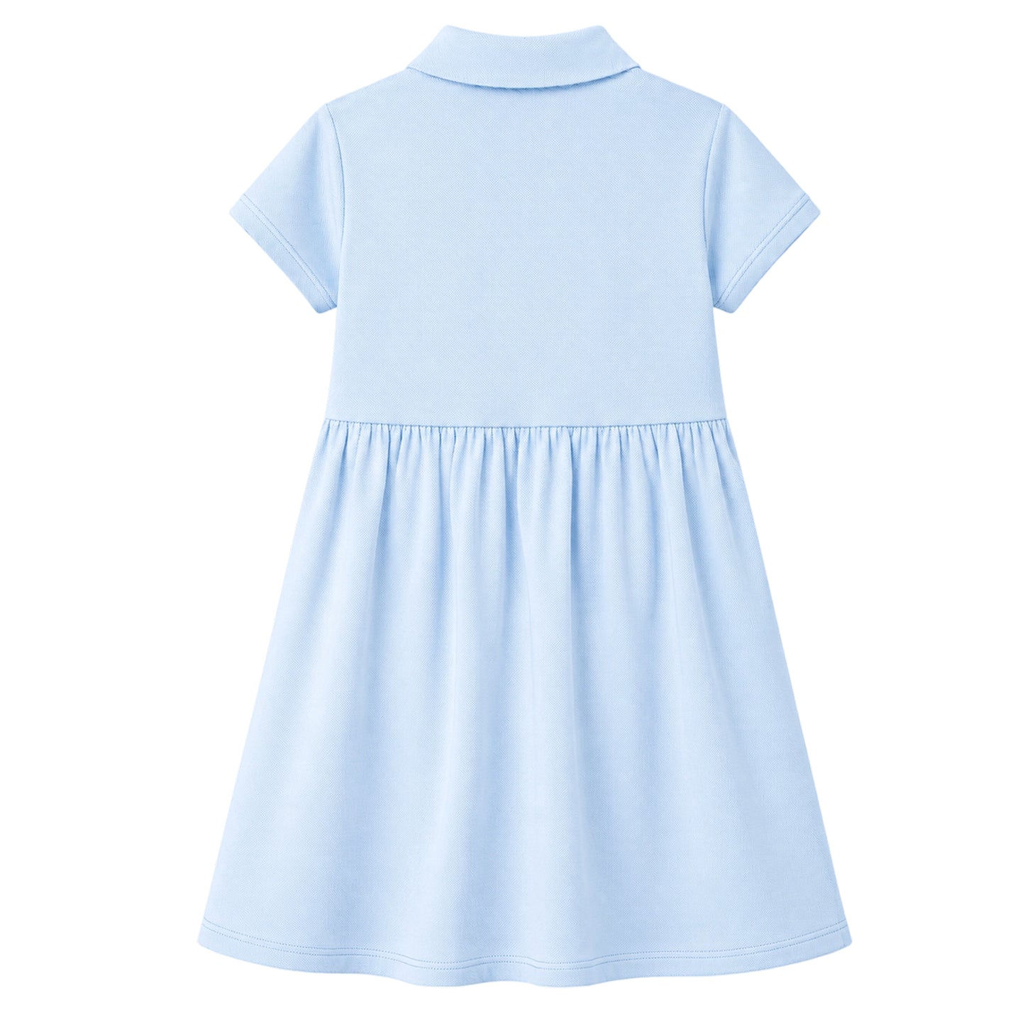 HILEELANG 4-13T Little Girls' Cambridge blue Short Sleeve Polo Dress with Pockets, School Uniform Casual Dress for Kids