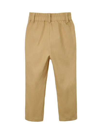 HILEELANG 2PC Little Boys Girls School Uniform Pants Khaki Navy Blue Kids Wrinkle-Free Dress Slacks Elastic Back Waist Classic Fit Pull-On Trousers for Students