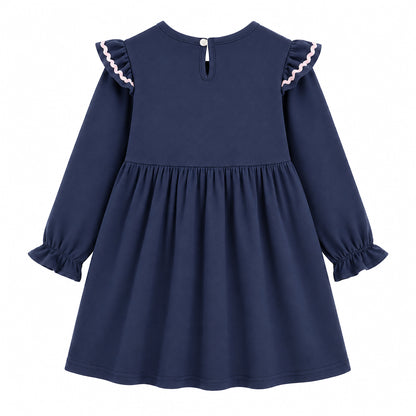 HILEELANG Toddler Horse Ruffle Shoulder Knit Dress, Single Piece
