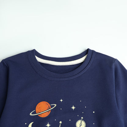 HILEELANG Toddler Boys Space Rover Graphic Sweatshirt, Long Sleeve Crewneck Pullover Top, Sizes 2-7 Years