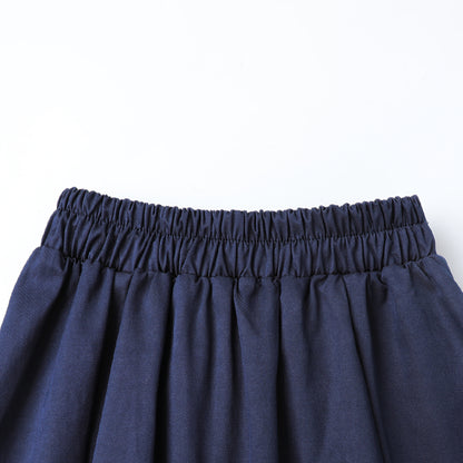 HILEELANG 4-13 Little Big Girls 2 Pack Skorts Navy and Khaki with Built-in Shorts School Uniform Skirt Set Kids Elastic Waist with Pockets Scooter
