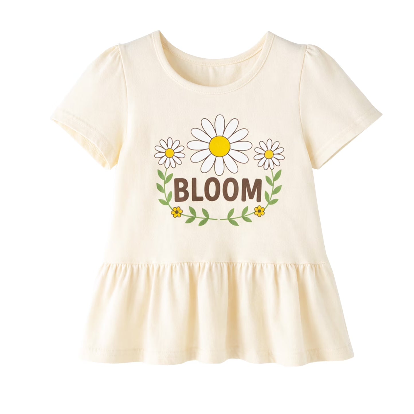 HILEELANG Toddler Girls 100% Cotton Daisy Bloom Peplum Legging Set