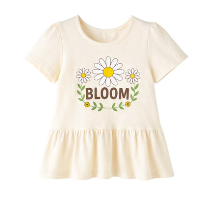 HILEELANG Toddler Girls 100% Cotton Daisy Bloom Peplum Legging Set