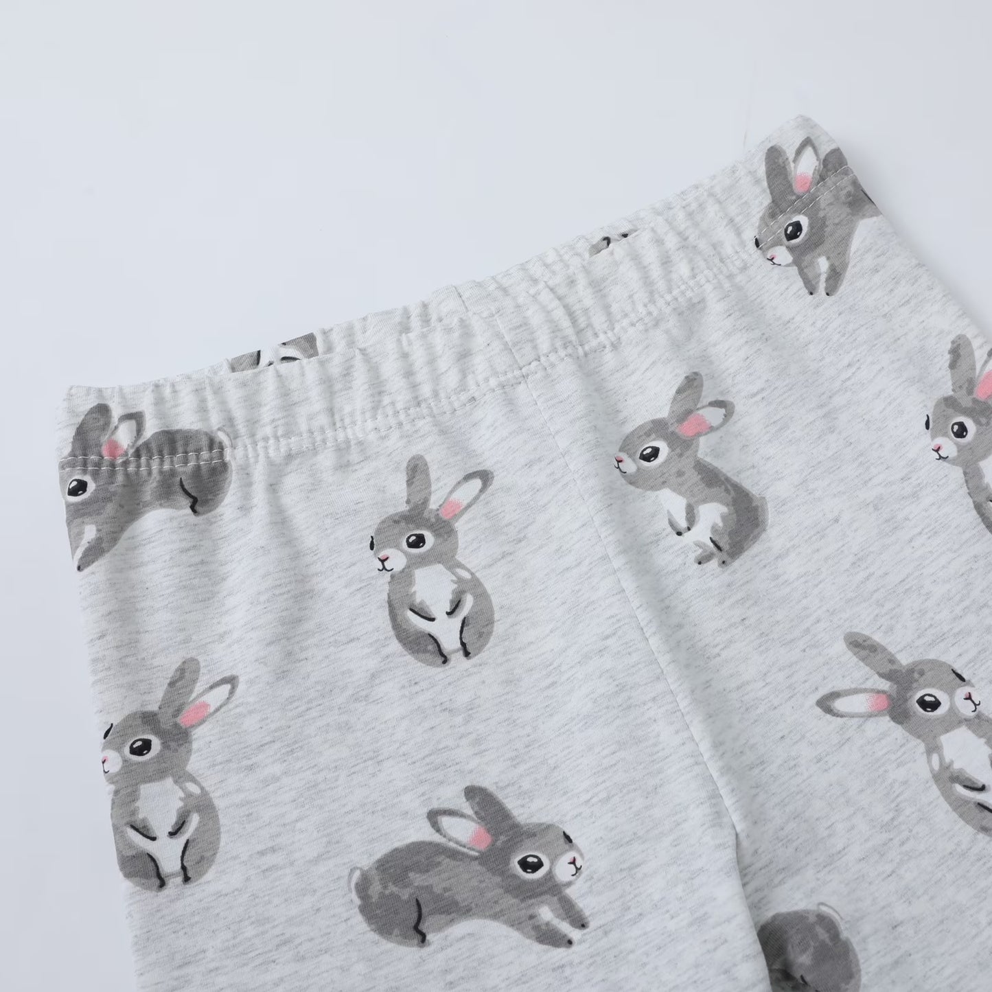 HILEELANG Toddler Girl Easter T-Shirt Leggings Outfit Set Summer Cotton Dust Pink Bunny Rabbit Ruffle Short Clothing Sets 2T