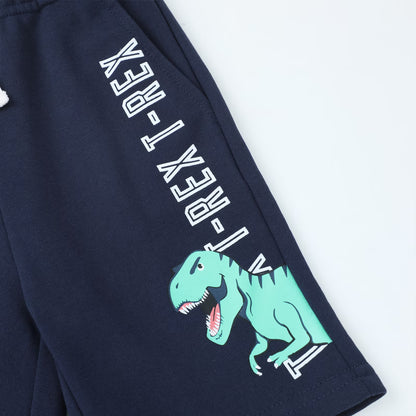 HILEELANG Toddler Dino Themed Cotton Short Sets - Green Dinosaur Tee with Plaid Shorts for 2-7Years(3T)