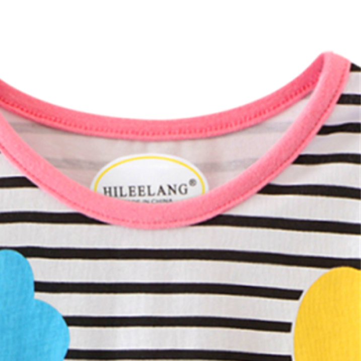 HILEELANG Toddler Girls Long Sleeved Dresses Christmas Winter Cotton Casual Cute Party Stripe Flowers Pattern Dress