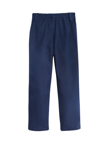HILEELANG 2PC Little Boys Girls School Uniform Pants Khaki Navy Blue Kids Wrinkle-Free Dress Slacks Elastic Back Waist Classic Fit Pull-On Trousers for Students