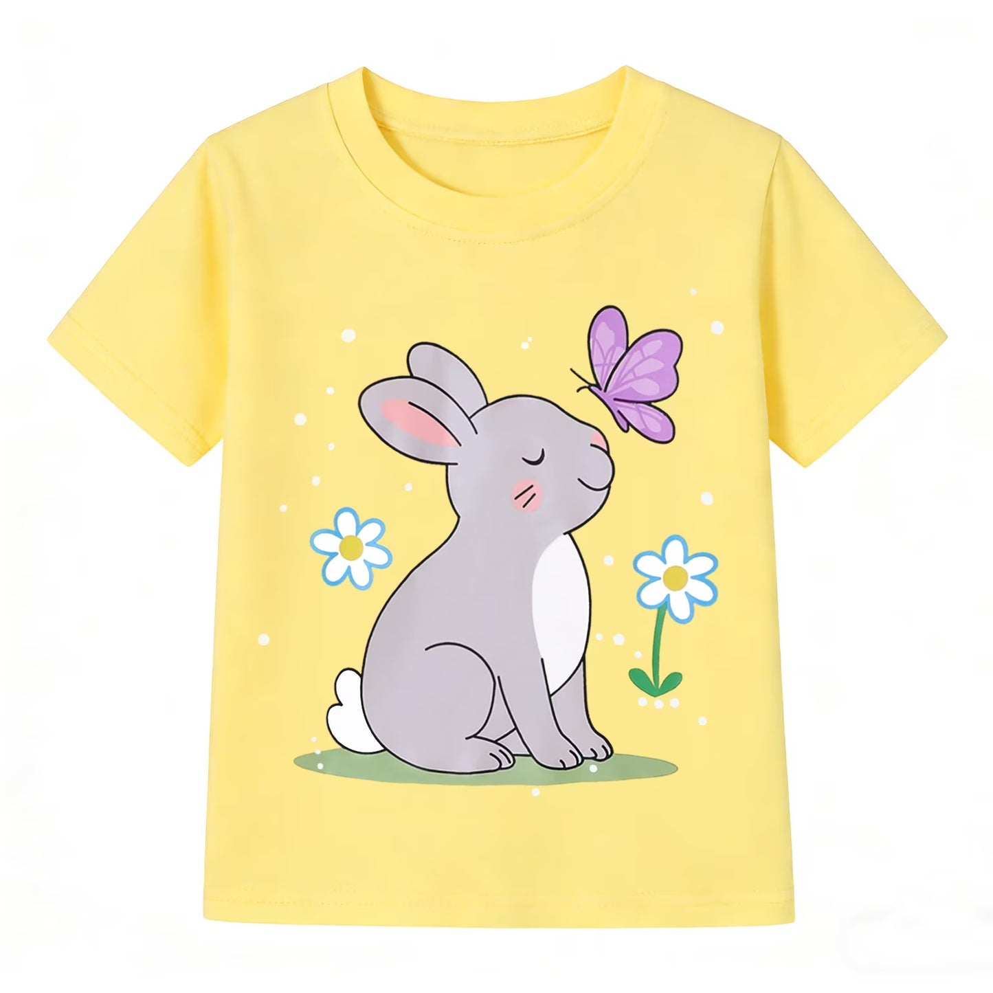 HILEELANG Toddler Girls 100% Cotton Hello Spring Bunny Short Set