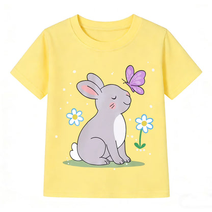 HILEELANG Toddler Girls 100% Cotton Hello Spring Bunny Short Set