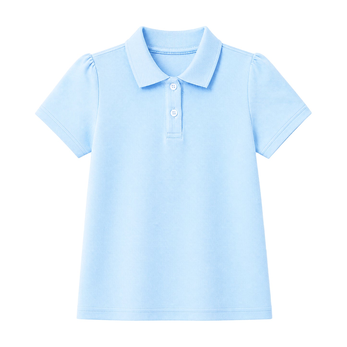HILEELANG 2-Pack Little/Big Girls' Short Sleeve Pique Polo Shirts, Uniform Tops for Kids 4-13T, Navy Blue & Light Blue