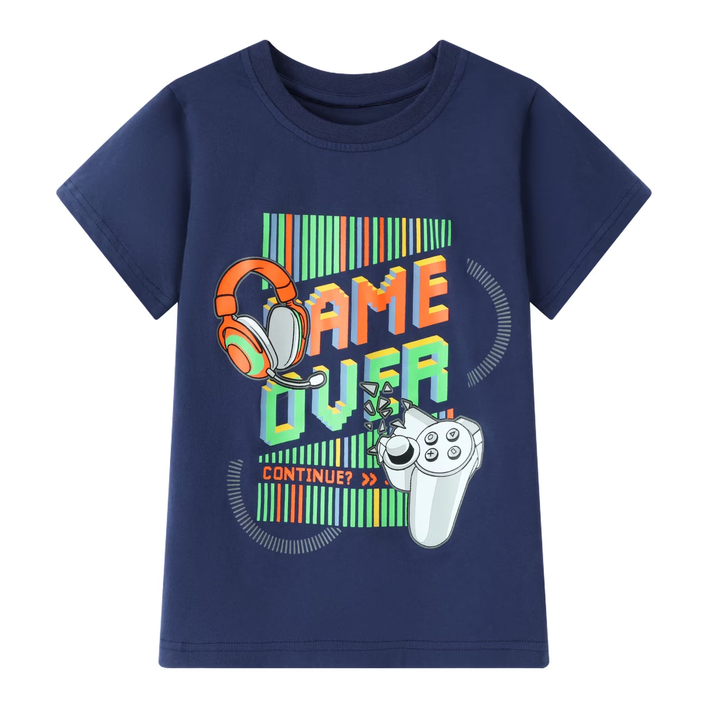 HILEELANG Kids Boys T-Shirts 3 Pack, 100% Cotton Short Sleeve Tees for 6-12Y, Gamer & Music Themed Summer Tops for Teen Boys Version 2 (Keyword-Focused)