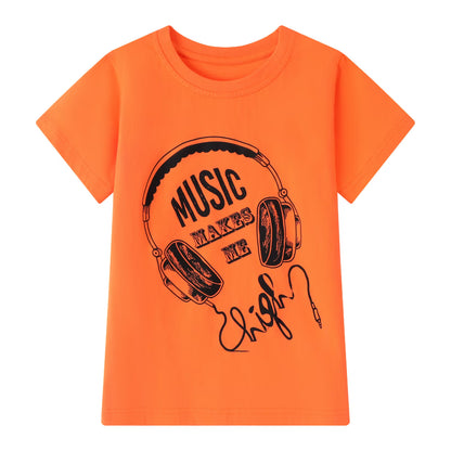 HILEELANG Kids Boys T-Shirts 3 Pack, 100% Cotton Short Sleeve Tees for 6-12Y, Gamer & Music Themed Summer Tops for Teen Boys Version 2 (Keyword-Focused)