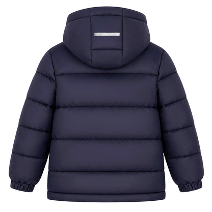 HILEELANG Kids Hooded Lightweight Puffer Jacket, ILEELANG Boys Girls Warm Quilted Winter Coat Navy Blue