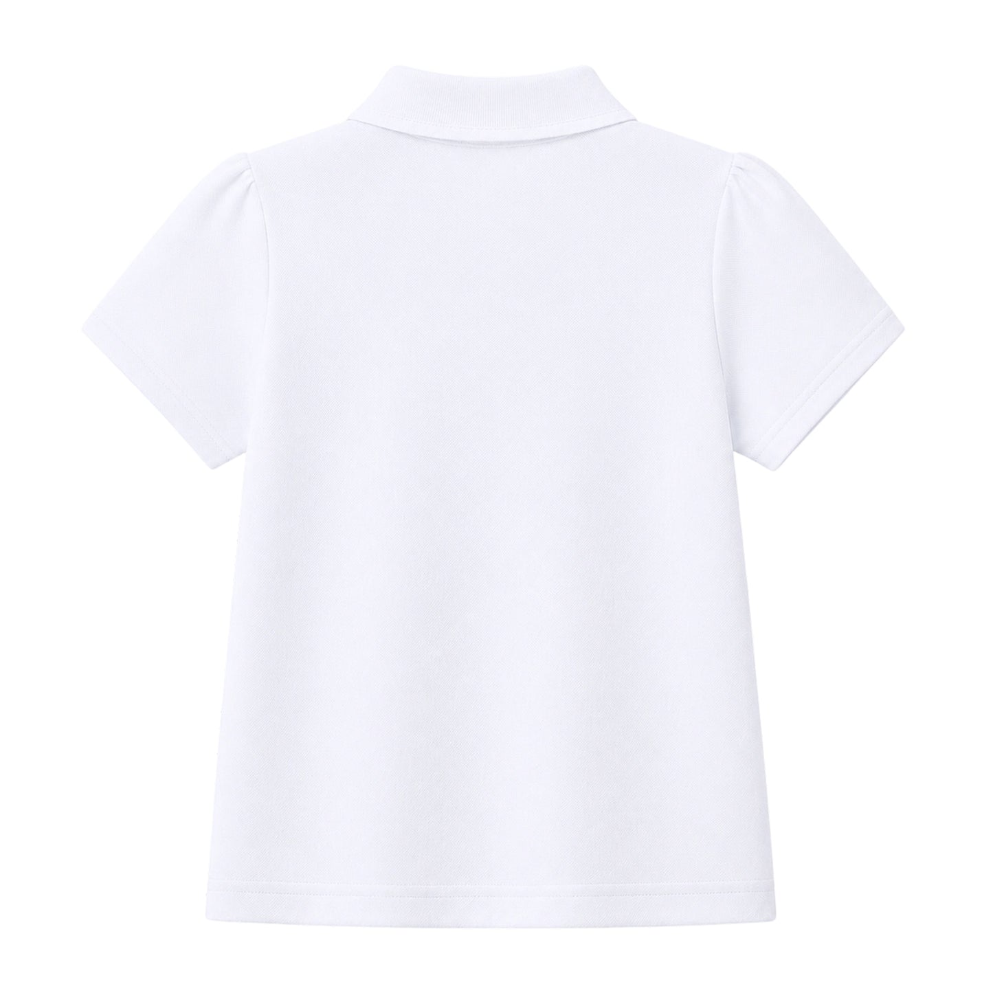 HILEELANG 2-Pack Little/Big Girls' Short Sleeve Pique Polo Shirts, Uniform Tops for Kids 4-13T, White & Navy Blue
