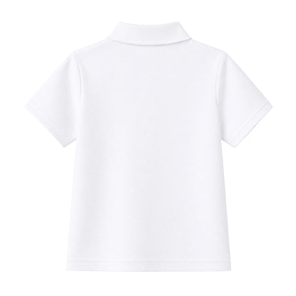 HILEELANG 5-14 Years Boys Polo Shirts 2 Pack, School Uniform Short Sleeve Shirts for Kids, Cotton Blend Casual Polo Tops for Boys,White and Heather Gray