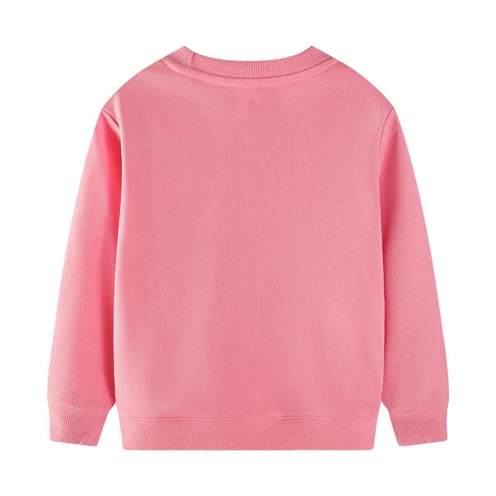 HILEELANG Toddler Girls(2-7Y) Long Sleeve Pink Sweatshirt with Dinor Embroidery – Cute Construction Pullover Top for Fall