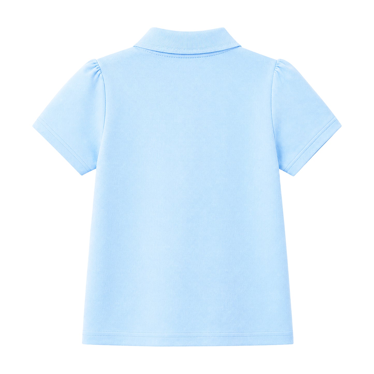 HILEELANG 2-Pack Little/Big Girls' Short Sleeve Pique Polo Shirts, School Uniform Tops for Kids 4-13T, White & Light Blue