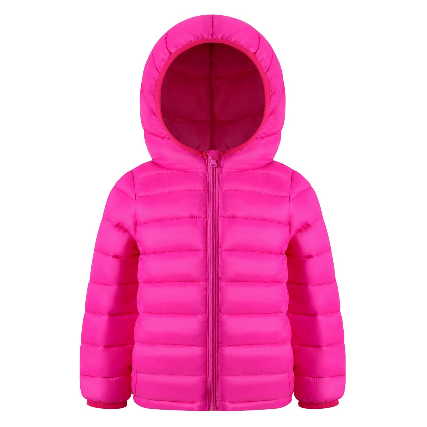 HILEELANG Toddle Girl（3-10Y) Winter Hooded Puffer Jackets Coats Light Weight Outerwear Rose Pink 3-4 Years