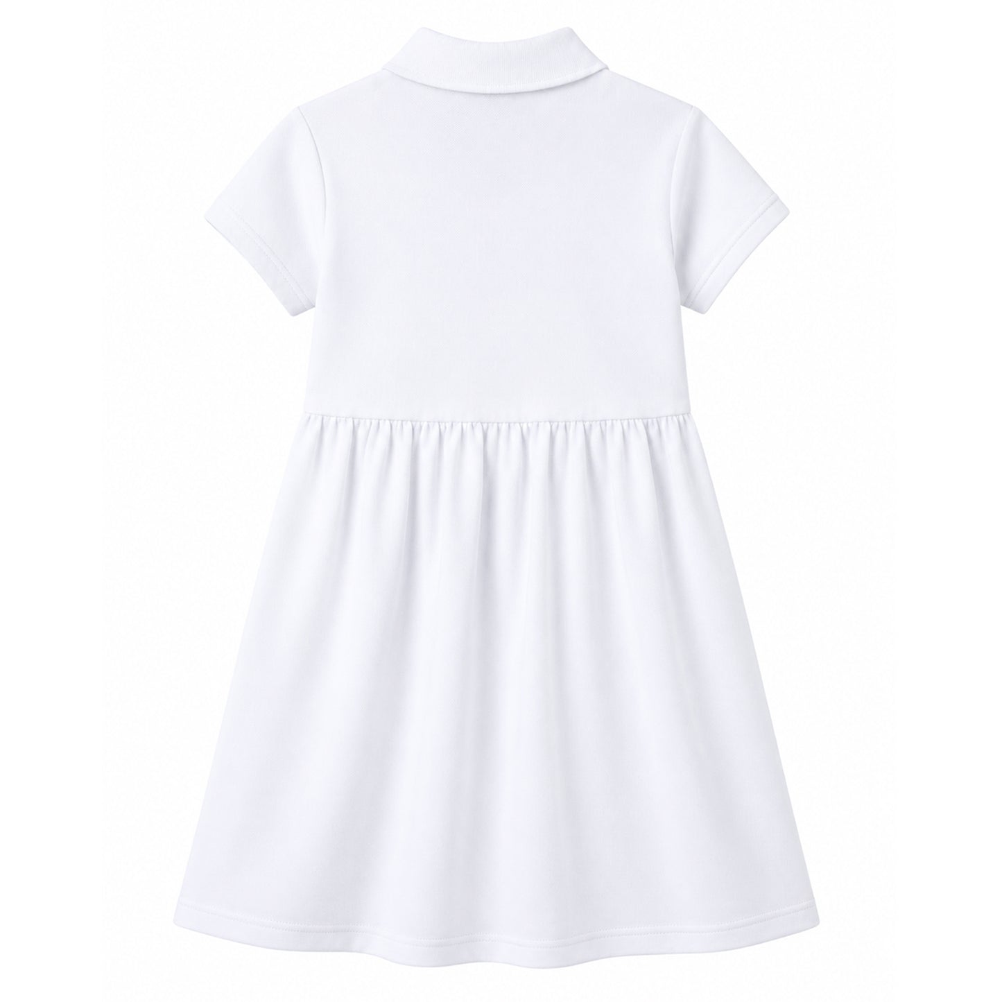 HILEELANG 4-13T Little Girls' white Short Sleeve Polo Dress with Pockets, School Uniform Casual Dress for Kids