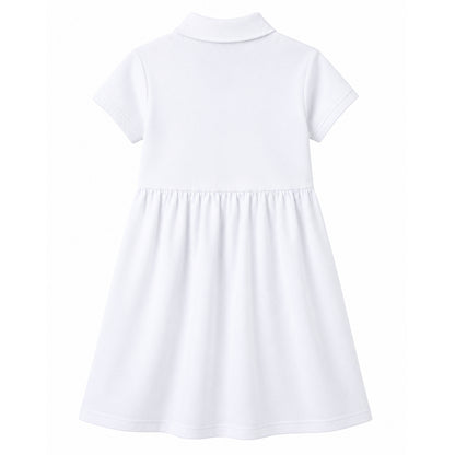 HILEELANG 4-13T Little Girls' white Short Sleeve Polo Dress with Pockets, School Uniform Casual Dress for Kids