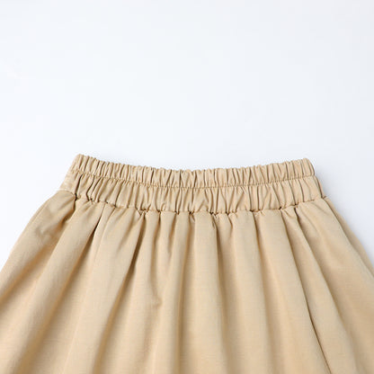 HILEELANG 4-13 Little Big Girls Skort Khaki with Built-in Shorts School Uniform Twill Skirt Elastic Back Waist A Line with Pockets Scooter for Kids