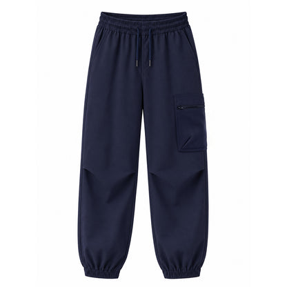 HILEELANG Navy Kids Zip Pocket Cargo Sweatpants Jogger Pants, Single Piece