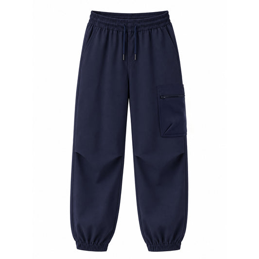 HILEELANG Navy Kids Zip Pocket Cargo Sweatpants Jogger Pants, Single Piece