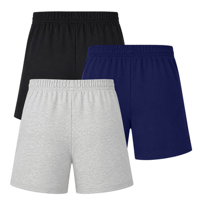 HILEELANG 3–13 Years Girls Biker Shorts 3 Pack Cotton Spandex Shorts for Girls Under Dress Soft Stretch Kids Black Navy Grey