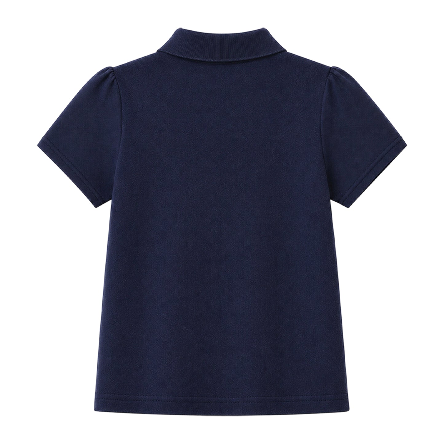 HILEELANG 2-Pack Little/Big Girls' Short Sleeve Pique Polo Shirts, Uniform Tops for Kids 4-13T, White & Navy Blue
