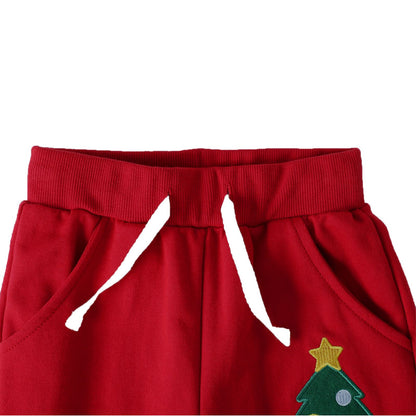 HILEELANG Toddler Boys Christmas Tree Embroidery Sweatshirt and Pants Set, 2 Piece Long Sleeve Outfit for Kids, Cotton Fall Winter Clothes