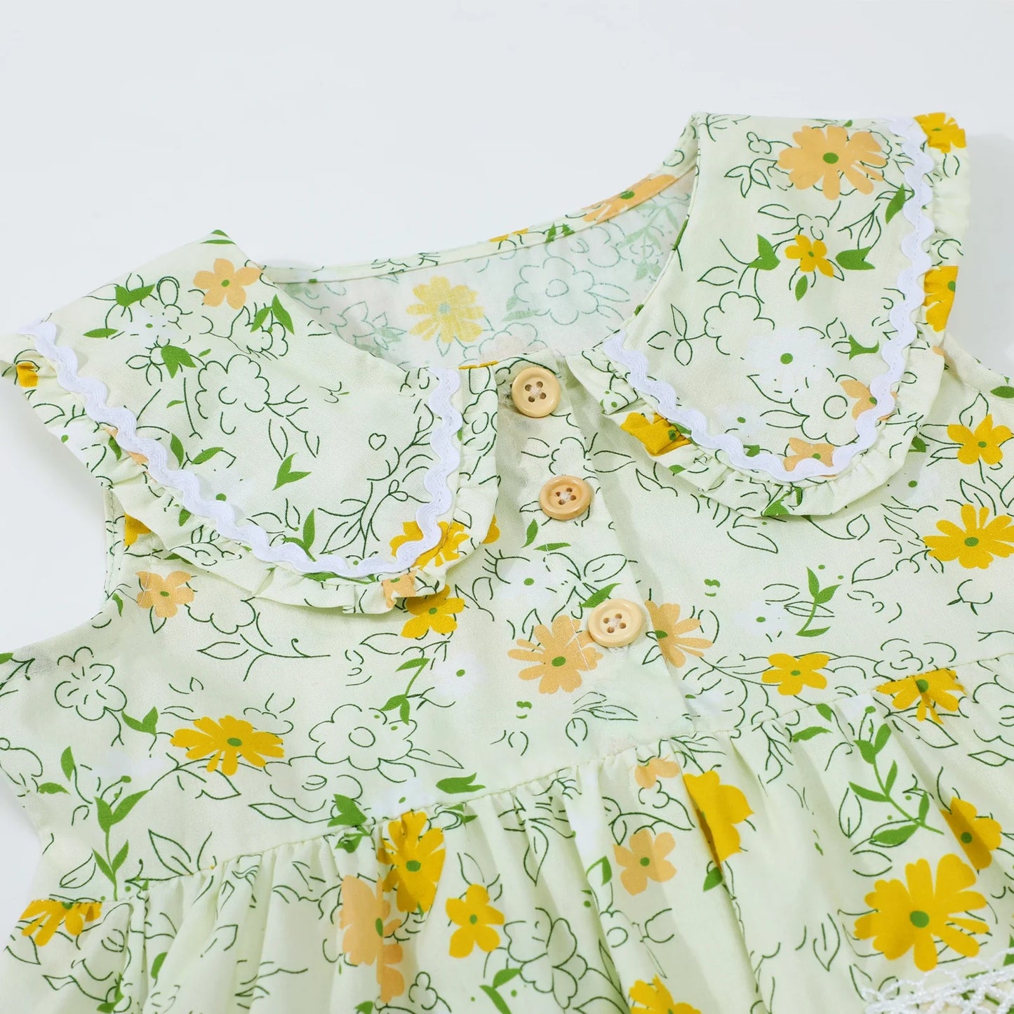 HILEELANG Toddler Little Girls 2 Pack Summer Dresses, Sleeveless Peter Pan Collar Sundress Set with Pockets