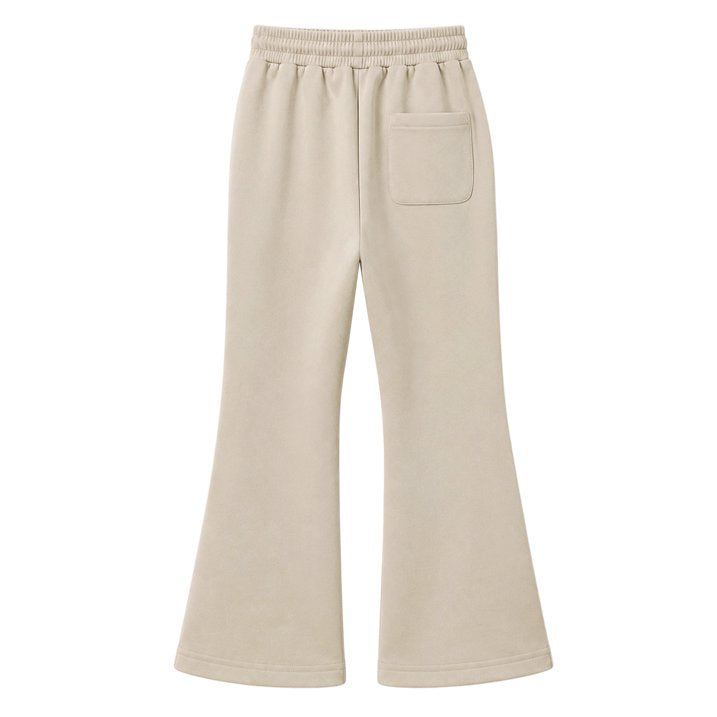 HILEELANG Girls Flare Pants Stretch Pull On Sweatpants Light Khaki