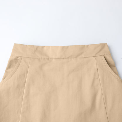 HILEELANG 4-13 Little Big Girls Skort Khaki with Built-in Shorts School Uniform Twill Skirt Elastic Back Waist A Line with Pockets Scooter for Kids