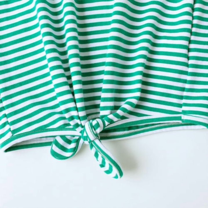 HILEELANG Girls 100% Cotton Long Sleeve T-Shirt 4-Pack, Red Green White Striped, Casual Everyday Tops