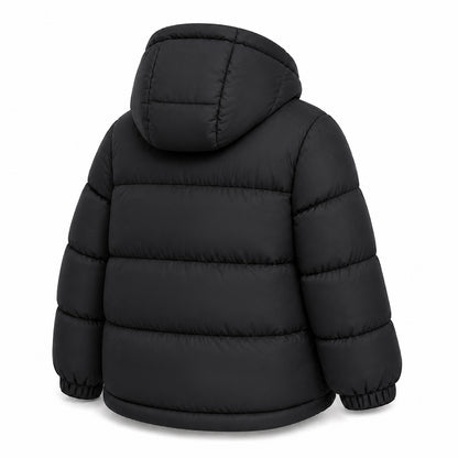 HILEELANG 6-16Y Girls Black Outerwear Coat, Hooded Short Puffer Jacket for Winter