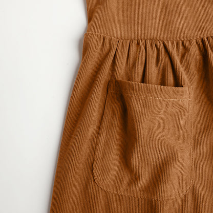 HILEELANG Toddler Corduroy Overall Dress, Single Piece