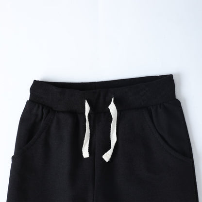 HILEELANG Toddler Girls' Jogger Pants 3-Pack Pull on Cotton French Terry Solid Adjust Black Red Purple Ruffle Pocket SweatPants 2Y
