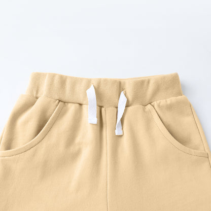 HILEELANG Toddler Boys' Cotton Shorts 3-Pack with Pockets, khaki/Grey/Navy