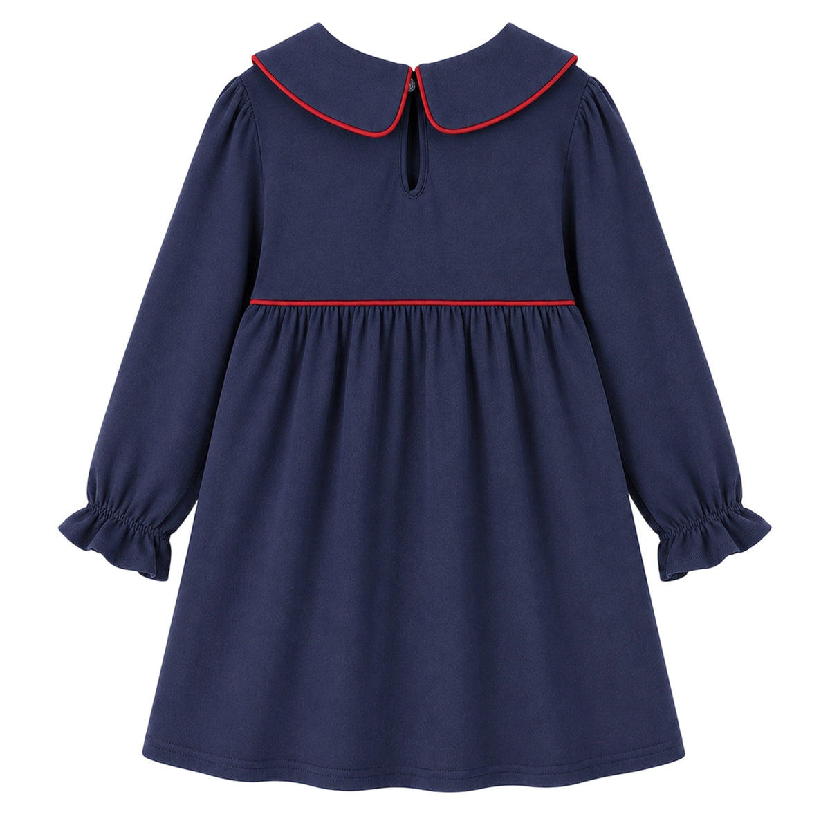 HILEELANG  Girls Peter Pan Collar Apple Dress, Long Sleeve 2-7Y