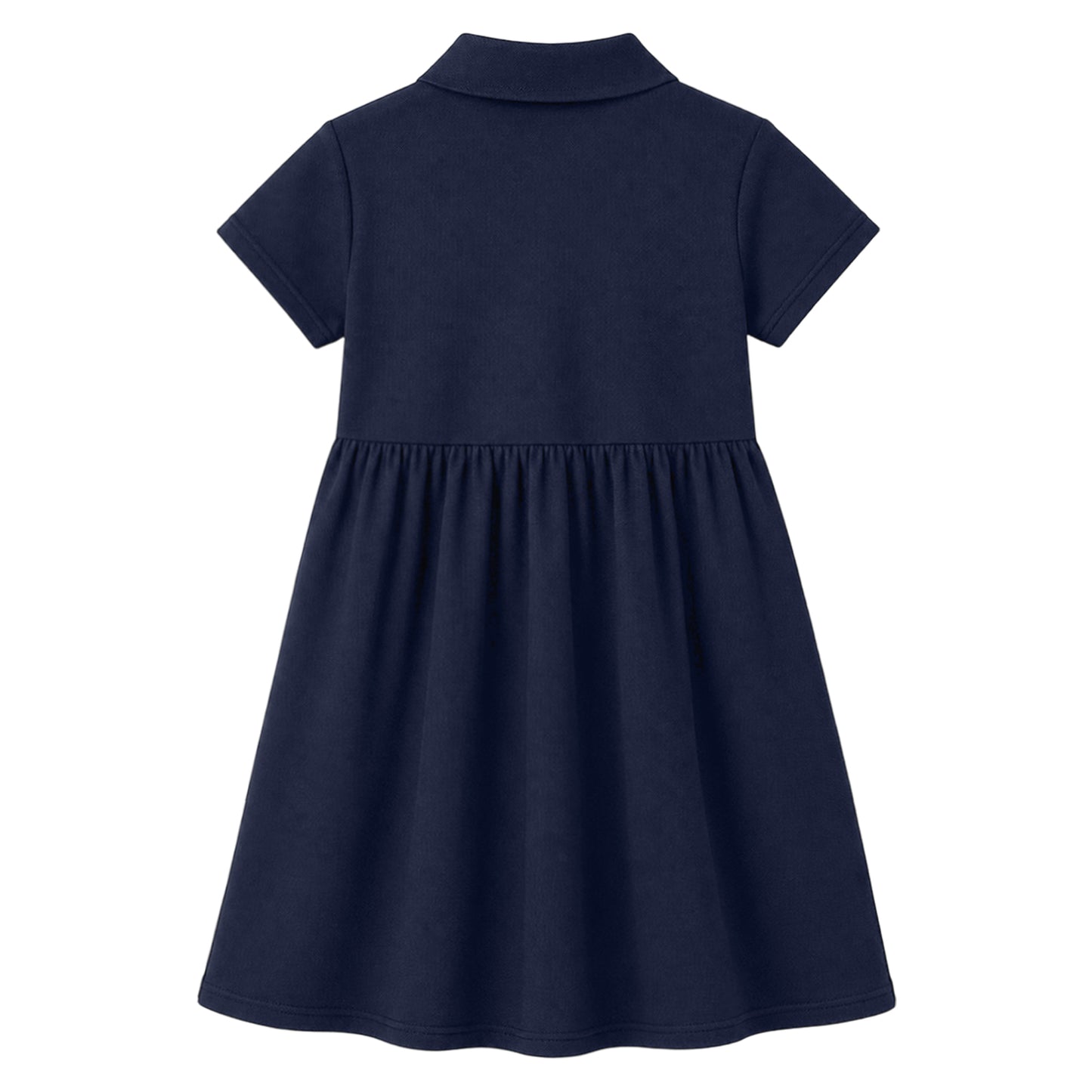 HILEELANG 2-9Y Girls Polo School Uniform Dress with Pockets Cotton Blend Pique Short Sleeve Collared Dress with Apple Patch