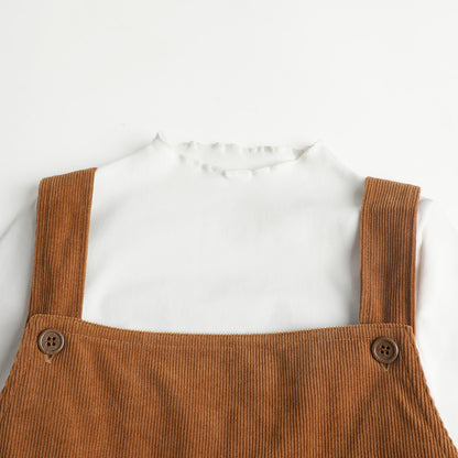 HILEELANG Toddler Corduroy Overall Dress, Single Piece