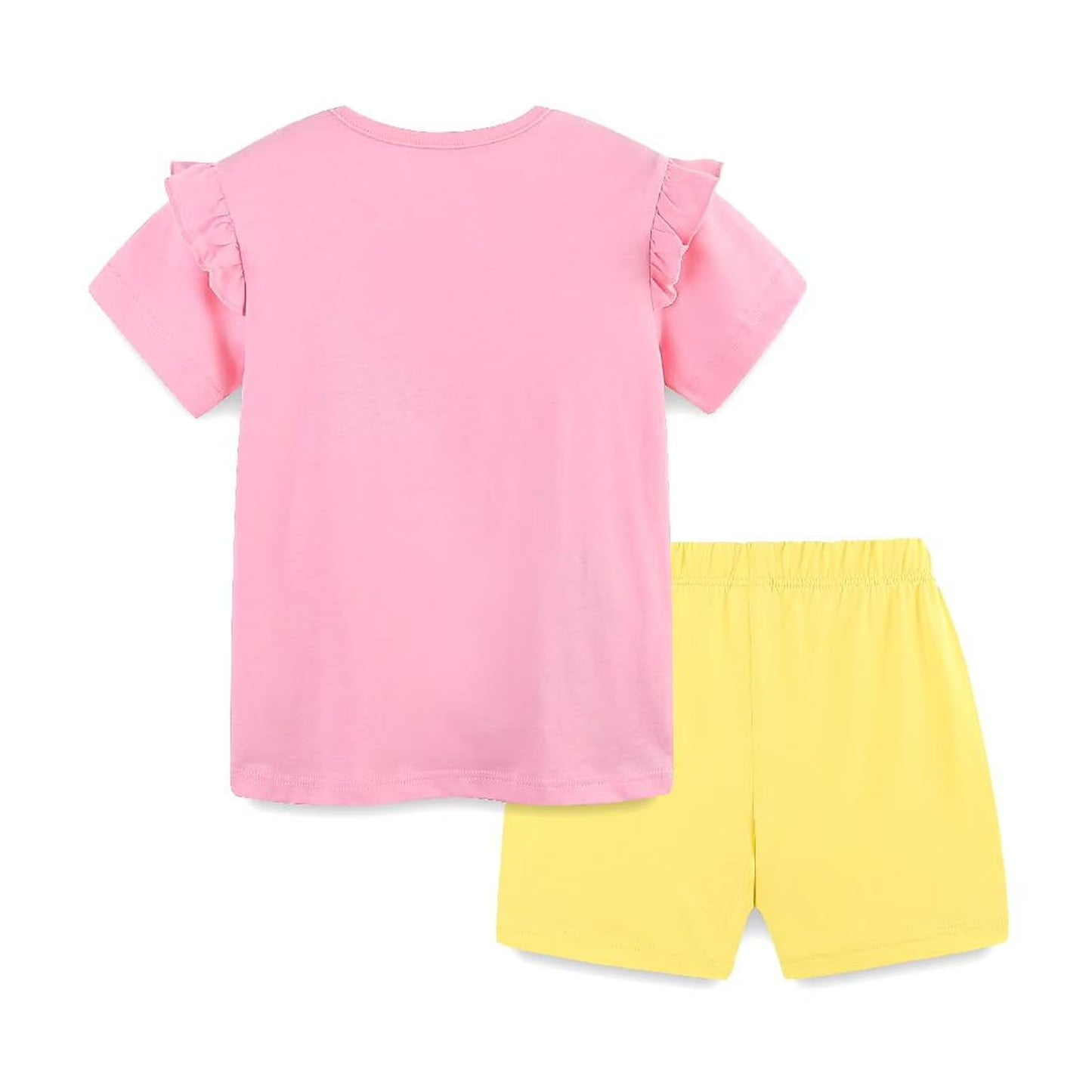 HILEELANG Toddler Girl Summer Short Clothes Sets Outfits Cotton Pink Elephant Tee Shirts Shorts Playwear 2T